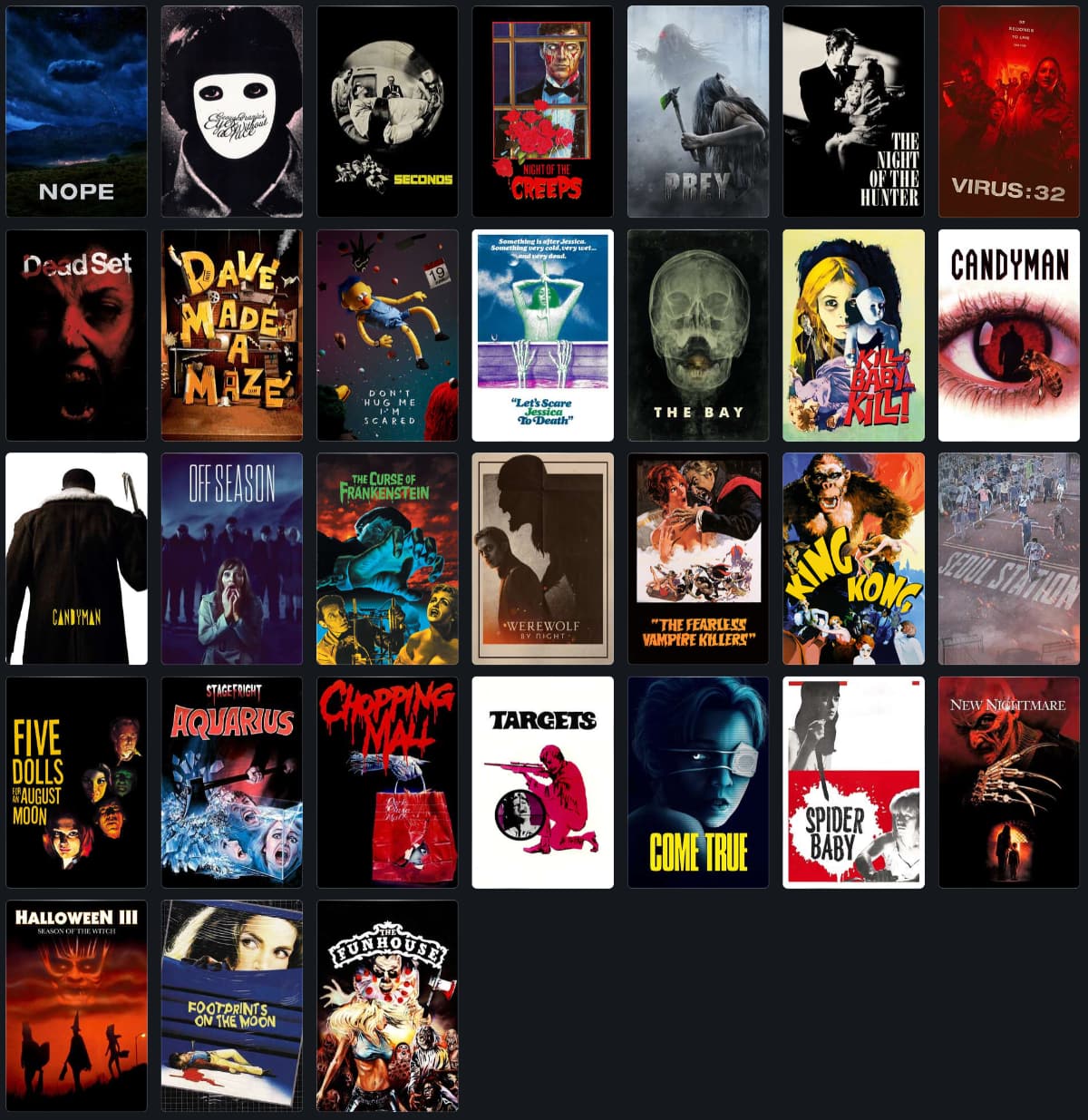 Horror films from 31 days of horror, 2022