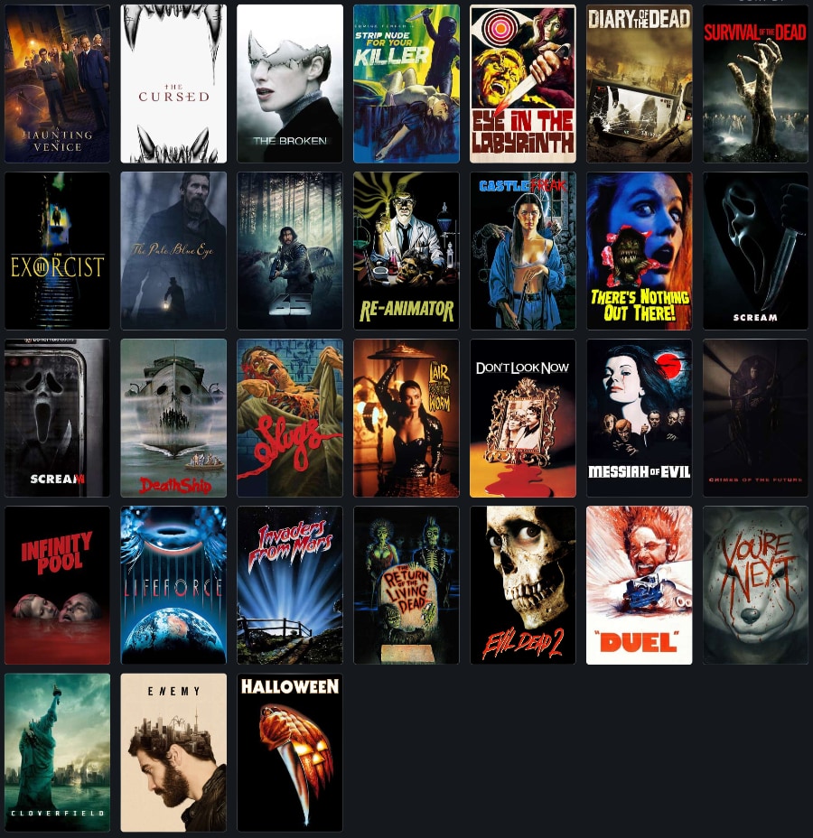 Horror films from 31 days of horror, 2023